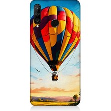 Huawei P30 Lite Uyumlu Gökyüzünde Renkli Balon  Desenli Silikon Kılıf