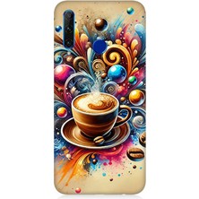 Huawei Honor 20 Lite Uyumlu Kahve ve Renkli Dalgalar  Desenli Silikon Kılıf