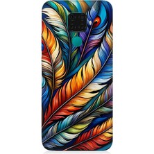 Huawei Mate 30 Lite Uyumlu Gökkuşağı Tüylerin Uyumu  Desenli Silikon Kılıf