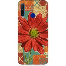 Huawei Honor 20 Lite Uyumlu Kiremit Desende Renkli Çiçek  Desenli Silikon Kılıf