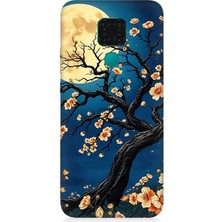 Huawei Mate 30 Lite Uyumlu Ay Altında Kiraz Çiçeği  Desenli Silikon Kılıf