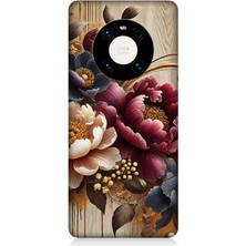 Huawei Mate 40 Pro Uyumlu Ahşap Üzerinde Gölge Çiçekler  Desenli Silikon Kılıf