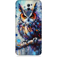 Huawei Mate 20 Lite Uyumlu Renkli Dallar Üzerinde Baykuş  Desenli Silikon Kılıf