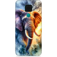 Huawei Mate 30 Lite Uyumlu Ateşte Yürüyen Fil  Desenli Silikon Kılıf