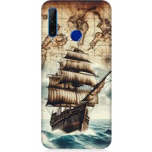 Huawei Honor 20 Lite Uyumlu Haritada Yelkenli Macera  Desenli Silikon Kılıf