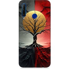 Huawei Honor 20 Lite Uyumlu Siyah Gölge Ağaç  Desenli Silikon Kılıf