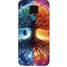 Huawei Mate 30 Lite Uyumlu Hayat Ağacı  ve Gece Gündüz  Desenli Silikon Kılıf