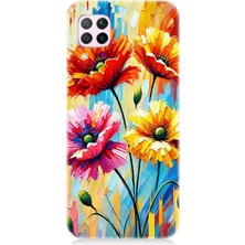 Huawei P40 Lite Uyumlu Bahar Esintisinde Renkli Papatyalar  Desenli Silikon Kılıf