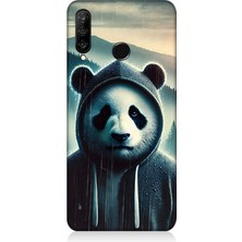 Huawei P30 Lite Uyumlu Kapüşonlu Panda Yalnızlığı  Desenli Silikon Kılıf