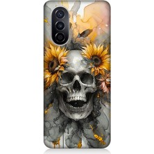 Huawei Nova Y70 Uyumlu Çiçekli Kurukafa Fantezisi  Desenli Silikon Kılıf