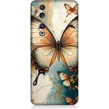 Huawei Honor 90 Uyumlu Zarif Kanatlı Beyaz Kelebek  Desenli Silikon Kılıf