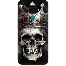 Huawei Mate 30 Lite Uyumlu Taçlı Karanlık Kurukafa  Desenli Silikon Kılıf