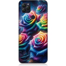 General Mobile Gm 22 Uyumlu Gökkuşağı Güllerin Patlaması  Desenli Silikon Kılıf