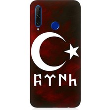Huawei Honor 20 Lite Uyumlu Göktürk Ay Yıldız Kompozisyonu  Desenli Silikon Kılıf