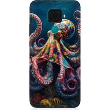 Huawei Mate 30 Lite Uyumlu Derinliklerde Sekiz Kol Ahtapot  Desenli Silikon Kılıf