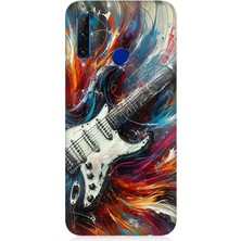 Huawei Honor 20 Lite Uyumlu Alevler Içinde Elektrik Gitar  Desenli Silikon Kılıf