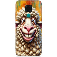 Huawei Mate 30 Lite Uyumlu Sevimli Gülüşlü Koyun Surat  Desenli Silikon Kılıf