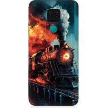 Huawei Mate 30 Lite Uyumlu Buharlı Tren Yolculuğu  Desenli Silikon Kılıf