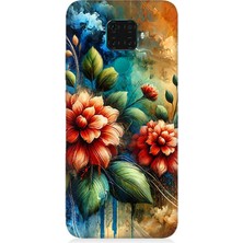 Huawei Mate 30 Lite Uyumlu Kırmızı Çiçek ve Tomurcuklar  Desenli Silikon Kılıf
