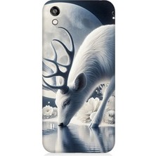 Huawei Honor 8s Uyumlu Ay Işığında Beyaz Geyik Yansıması  Desenli Silikon Kılıf