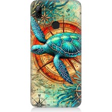 Huawei P Smart 2019 Uyumlu Pusulada Deniz Kaplumbağası  Desenli Silikon Kılıf