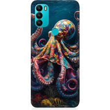 General Mobile Gm 21 Plus Uyumlu Derinliklerde Sekiz Kol Ahtapot  Desenli Silikon Kılıf