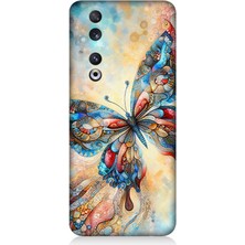 Huawei Honor 90 Uyumlu Parlayan Renkli Kelebek  Desenli Silikon Kılıf