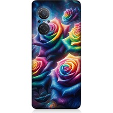 Huawei Nova 9 Se Uyumlu Gökkuşağı Güllerin Patlaması  Desenli Silikon Kılıf