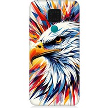 Huawei Mate 30 Lite Uyumlu Renkli Kartal Sıçrayışı  Desenli Silikon Kılıf