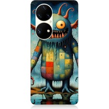 Huawei P50 Pro Uyumlu Tuhaf Canavar Gülümsemesi  Desenli Silikon Kılıf