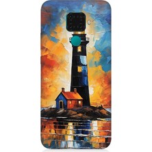 Huawei Mate 30 Lite Uyumlu Alevli Ufukta Deniz Feneri  Desenli Silikon Kılıf