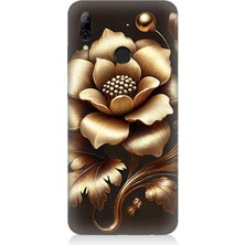 Huawei P Smart 2019 Uyumlu Altın Işıklı Zarif Çiçek  Desenli Silikon Kılıf