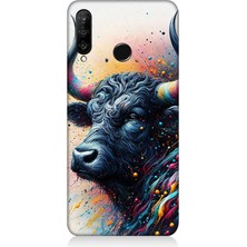 Huawei P30 Lite Uyumlu Renk Patlamalı Boğa  Desenli Silikon Kılıf