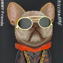 iPhone 15 Uyumlu 3D Gözlük Zincir Köpek Detaylı Nakış İşlemeli Kabartmalı Cool Glasses Kılıf