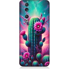Huawei Honor 90 Uyumlu Neon Renkli Kaktüs Bahçesi  Desenli Silikon Kılıf