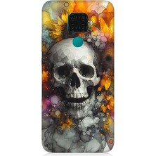 Huawei Mate 30 Lite Uyumlu Alevli Kurukafa Patlaması  Desenli Silikon Kılıf