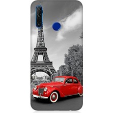 Huawei Honor 20 Lite Uyumlu Eyfel’in Yanında Klasik Araba  Desenli Silikon Kılıf