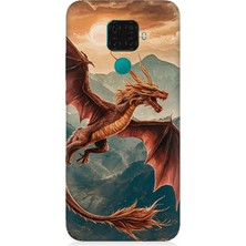 Huawei Mate 30 Lite Uyumlu Dağların Üzerinde Ejderha  Desenli Silikon Kılıf