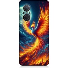 Huawei Nova 9 Se Uyumlu Ateşle Dans Eden Anka  Desenli Silikon Kılıf