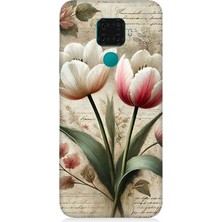 Huawei Mate 30 Lite Uyumlu Yumuşak Fırça Lale Tonları  Desenli Silikon Kılıf