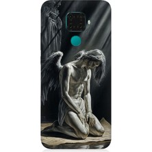 Huawei Mate 30 Lite Uyumlu Gölgede Diz Çöken Melek  Desenli Silikon Kılıf