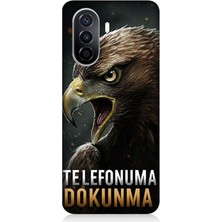 Huawei Nova Y70 Uyumlu Bakışlarda Kartalın Sertliği  Desenli Silikon Kılıf
