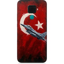 Huawei Mate 30 Lite Uyumlu Bayrakta Yükselen Savaş Uçağı  Desenli Silikon Kılıf