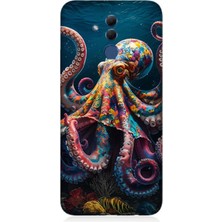 Huawei Mate 20 Lite Uyumlu Derinliklerde Sekiz Kol Ahtapot  Desenli Silikon Kılıf