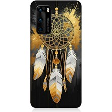 Huawei P40 Uyumlu Siyaha Altın Düş Kapanı  Desenli Silikon Kılıf