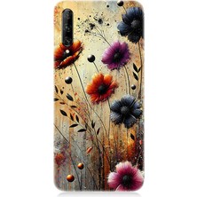 Huawei P Smart Pro Uyumlu Rüzgarda Yalnız Çiçekler  Desenli Silikon Kılıf