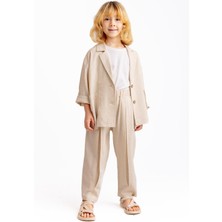 Keten Blazer Ceket 2-7 Yaş Naturel