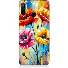 Huawei P30 Lite Uyumlu Bahar Esintisinde Renkli Papatyalar  Desenli Silikon Kılıf