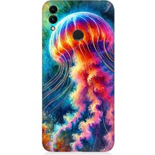 Huawei Honor 8c Uyumlu Renkli Denizanası Derinlikte  Desenli Silikon Kılıf