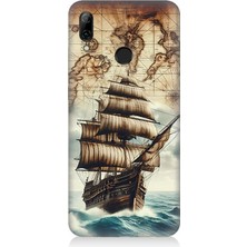 Huawei P Smart 2019 Uyumlu Haritada Yelkenli Macera  Desenli Silikon Kılıf